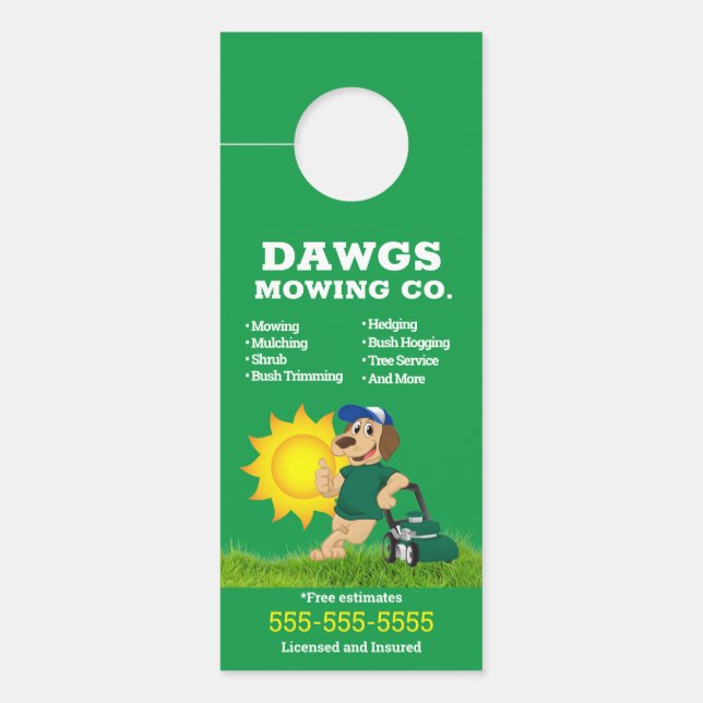 Green Lawn Service Door Hanger (Front)