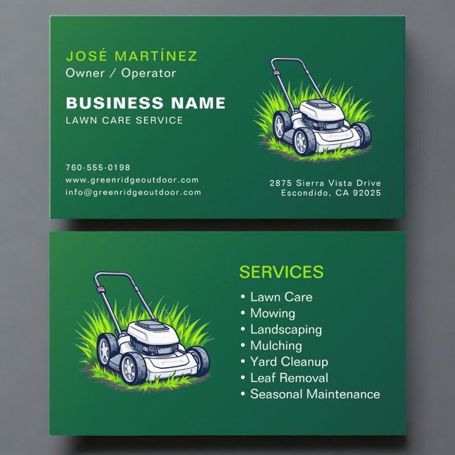 Green Lawn Service Professional Business Card (Creator Uploaded)