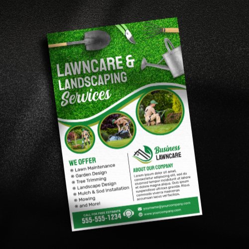 Green Lawncare Landscaping Garden Lawn Care Mowing Flyer