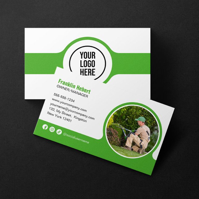 Green Lawncare Mowing Landscape Designer Garden Business Card (Creator Uploaded)