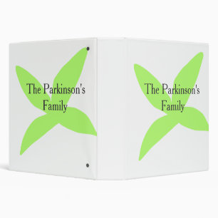 Green leaf abstract pastel family name retro boho 3 ring binder