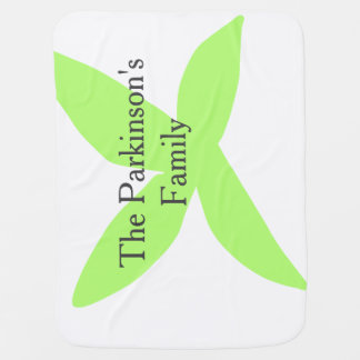 Green leaf abstract pastel family name retro boho baby blanket