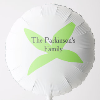 Green leaf abstract pastel family name retro boho balloon