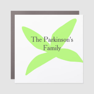 Green leaf abstract pastel family name retro boho car magnet