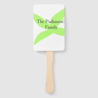 Green leaf abstract pastel family name retro boho hand fan