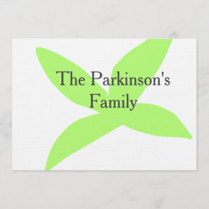 Green leaf abstract pastel family name retro boho invitation