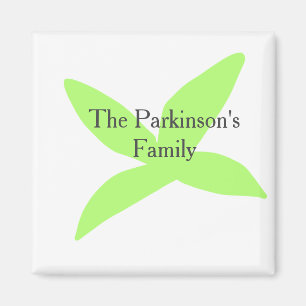 Green leaf abstract pastel family name retro boho magnet