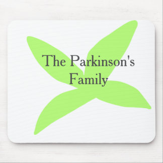 Green leaf abstract pastel family name retro boho mouse pad