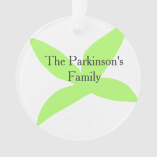 Green leaf abstract pastel family name retro boho ornament