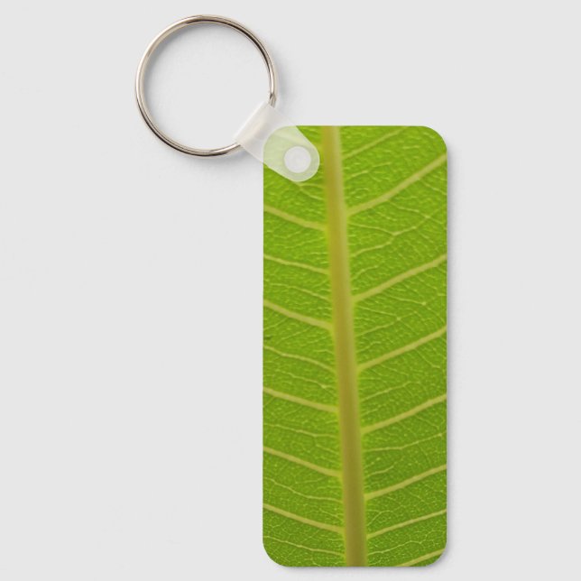 Green Leaf and Cake Metal Rectangle Keychain (Front)