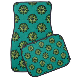 Green Leaf and Flower seamless pattern background. Car Floor Mat