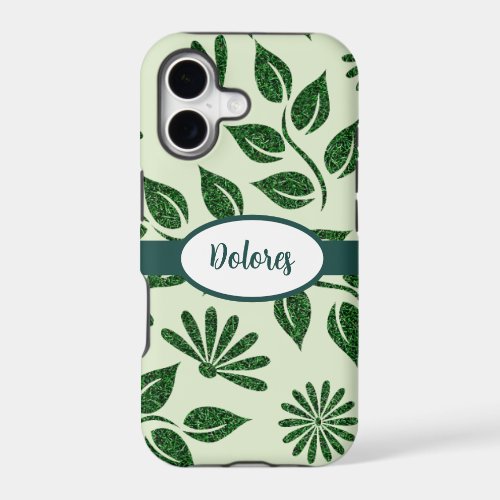 Green Leaf and Flower Texture iPhone 17 Case