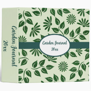 Green Leaf and Flower Texture Garden Journal 3 Ring Binder
