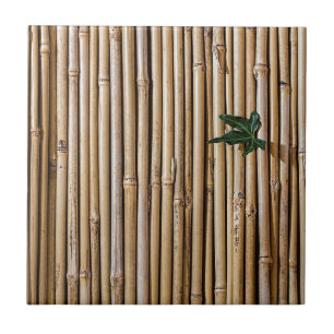 Green Leaf Bamboo Abstract Pattern Ceramic Tile