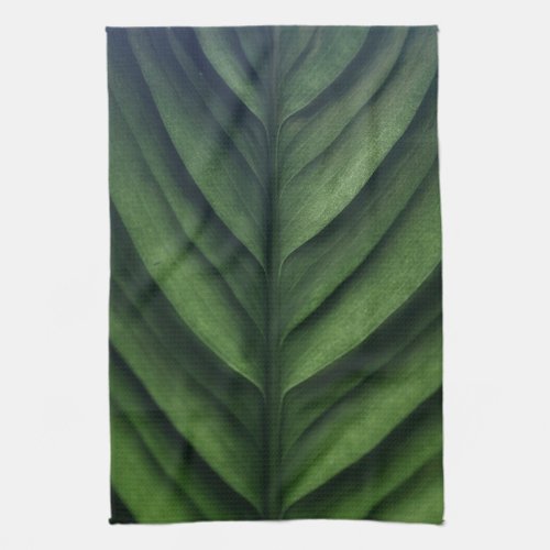 Green leaf banana leaf striped folded kitchen towel
