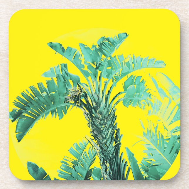 Green leaf banana plant beverage coaster (Front)