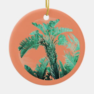 Green leaf banana plant ceramic ornament
