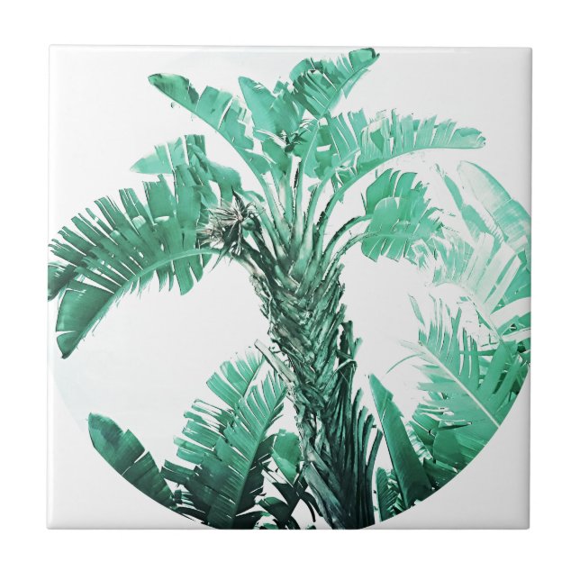 Green leaf banana plant ceramic tile (Front)