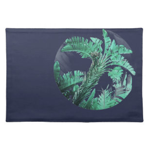 Green leaf banana plant cloth placemat