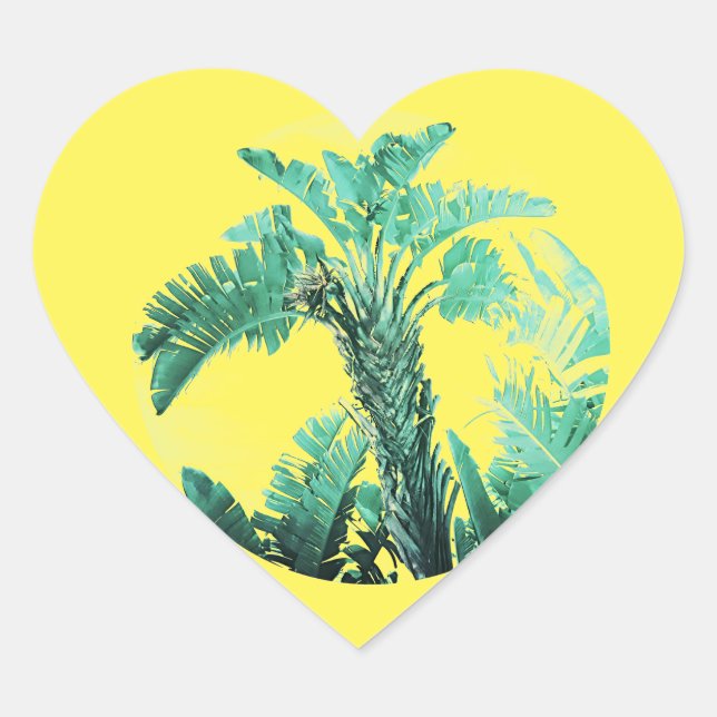 Green leaf banana plant heart sticker (Front)