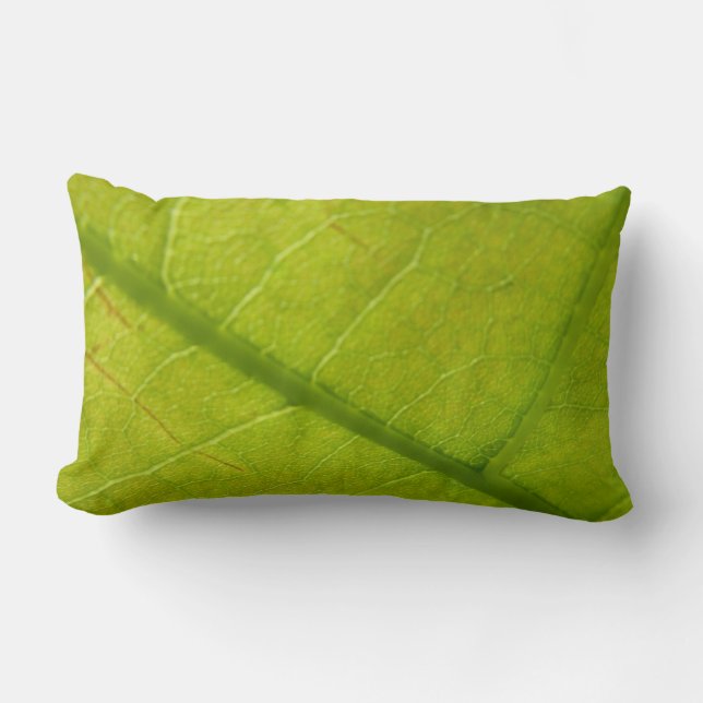 Green Leaf Botanical Nature Photography Lumbar Pillow (Front)
