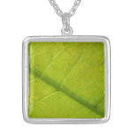 Green Leaf Botanical Nature Photography Silver Plated Necklace