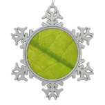 Green Leaf Botanical Nature Photography Snowflake Pewter Christmas Ornament