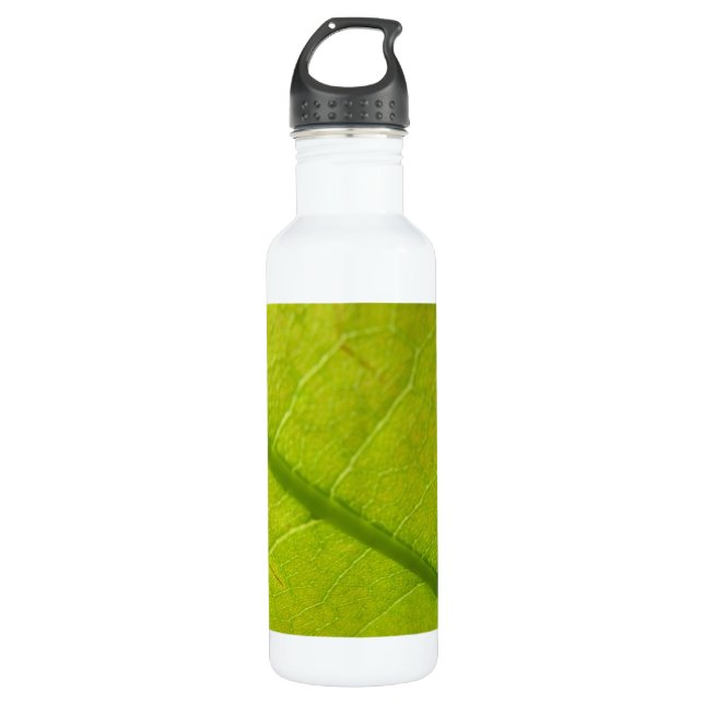 Green Leaf Botanical Nature Photography Water Bottle (Front)