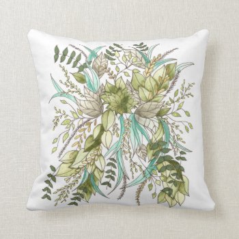 Green Leaf Botanical Throw Pillow by MaggieMart at Zazzle