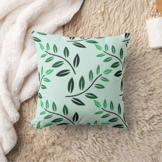 Green Leaf Botanical Throw Pillow | Minimal Plant