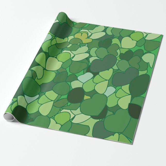 Green Leaf Botanical Wrapping Paper (Unrolled)