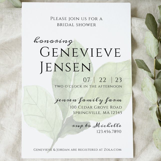 Green Leaf Bridal Shower Invitation (Creator Uploaded)