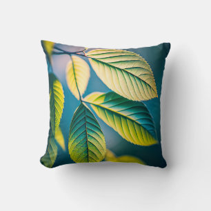 Green Leaf Calm Tranquil Nature Peaceful Season Throw Pillow