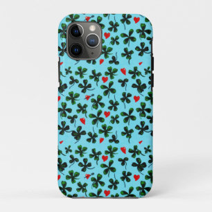 Green Leaf Clover Love Heart Watercolor iPhone 11 Pro Case