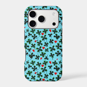 Green Leaf Clover Love Heart Watercolor iPhone 17 Pro Case