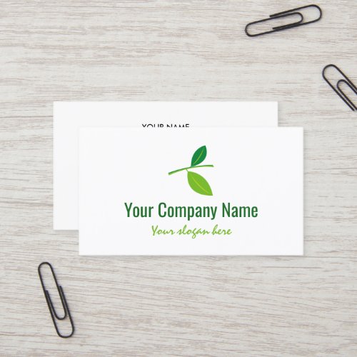 Green leaf company logo business card template