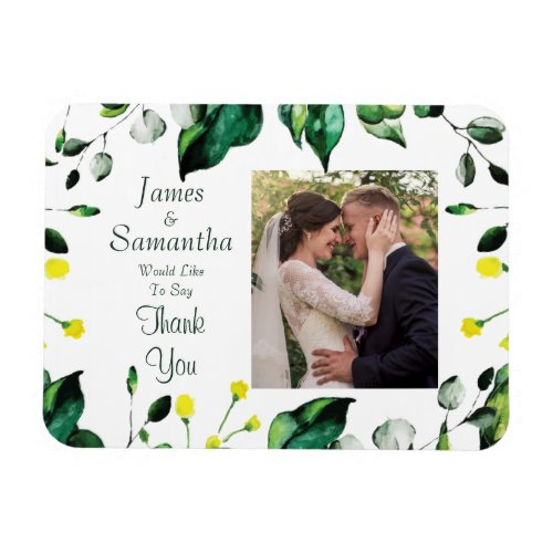 Green Leaf Custom Photo  Wedding Thank You Magnet