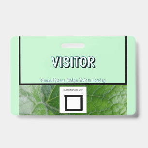 Green Leaf Detail Custom Name Image Visitor Badge