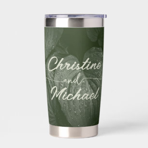 Green leaf elegant greenery spring wedding insulated tumbler