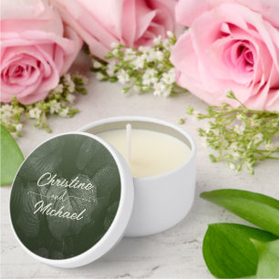 Green leaf elegant greenery spring wedding mini candle favors