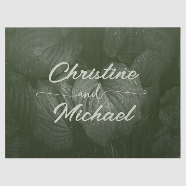 Green leaf elegant greenery spring wedding tissue paper (Front)