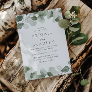 Green Leaf Elegant Modern Wedding Invitation