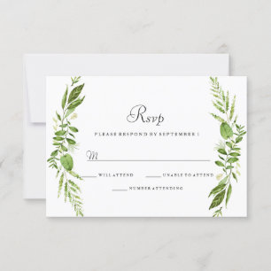 Green Leaf Elegant Wedding RSVP