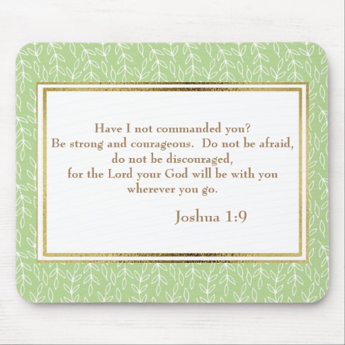 Green Leaf Encouraging Inspirational Bible Verse Mouse Pad