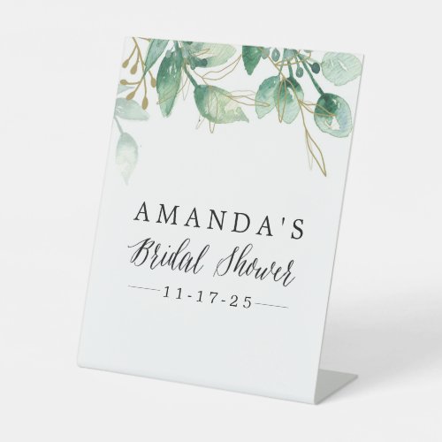 Green Leaf Eucalyptus Bridal Shower  Pedestal Sign