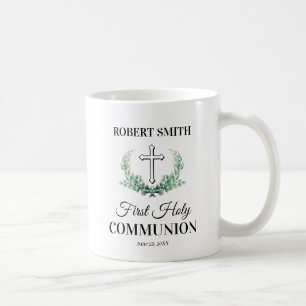 Green leaf first communion  coffee mug