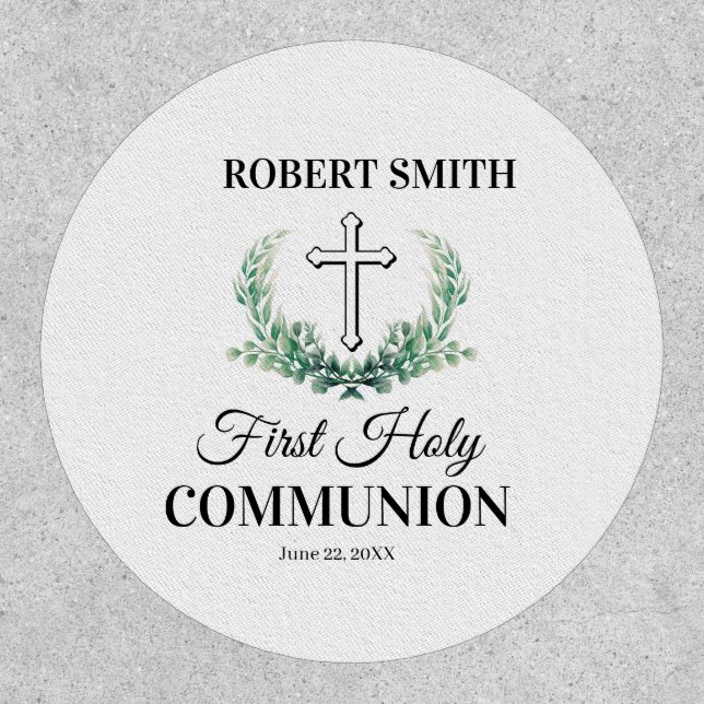 Green leaf first communion  patch (Front)