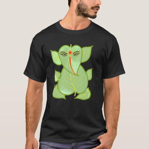 Green Leaf Ganpati T_Shirt