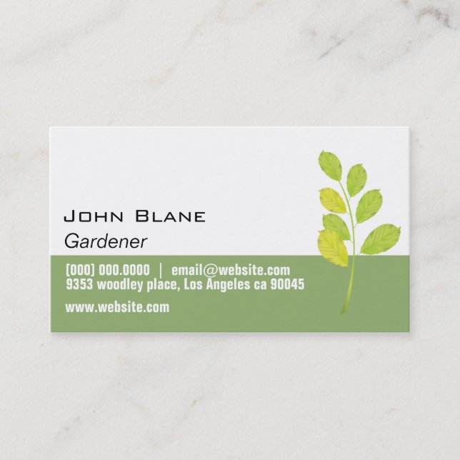 Green Leaf Gardener Business Card (Front)