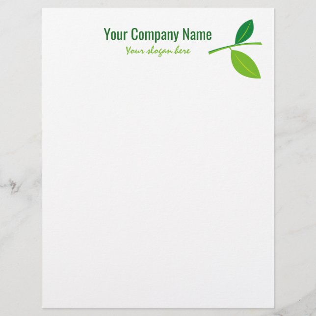 Green leaf gardener company logo custom letterhead (Front)